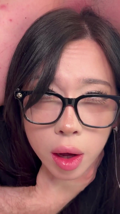 Horny Goth Asian Girl Used Feet, Pussy and Mouth. Ended with Big Facial on Glasses | Clip 1