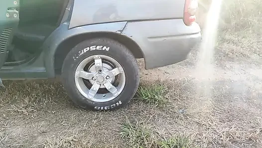 I masturbate inside the car and end up with a big squirt after pumping pedals