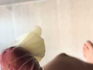 Huge cumshot in condom