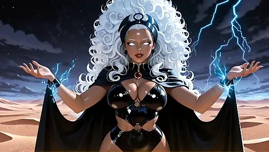 Gece yarısı kum tepelerinin fırtına kraliçesi (ai)