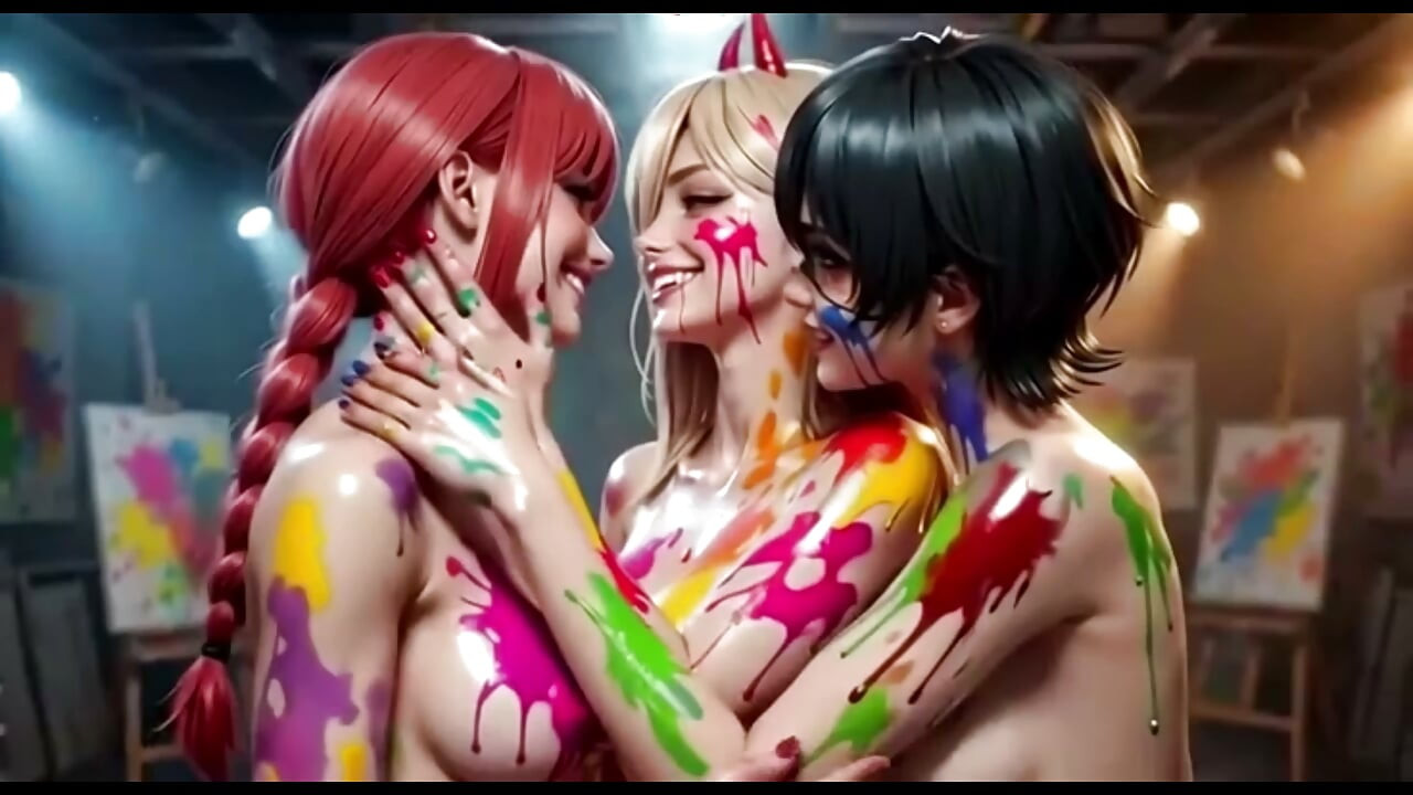 Meninas de motosserra de IA cobertas de tinta sensual compilação