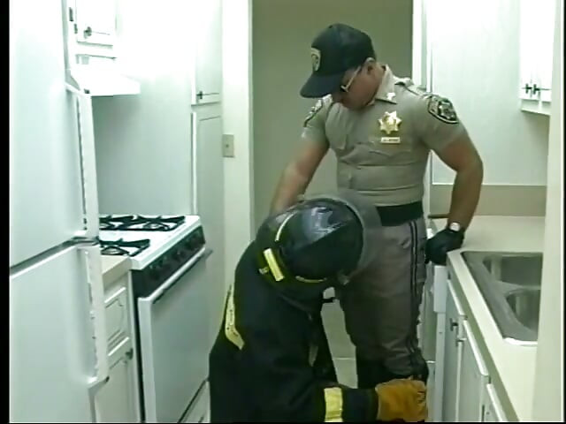 Gay fireman sucks a cock of a police officer