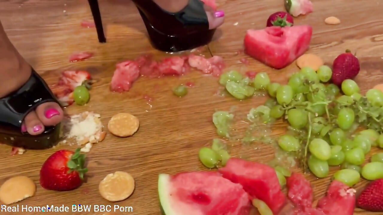 Squashing Different Fruits Cans Eggs with My High Heels