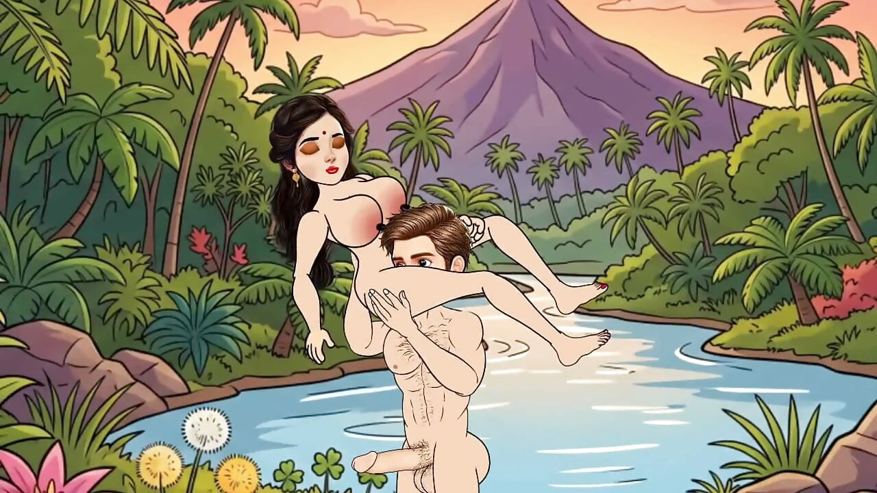 Man fucks woman with big cock in the forest, woman is very happy.