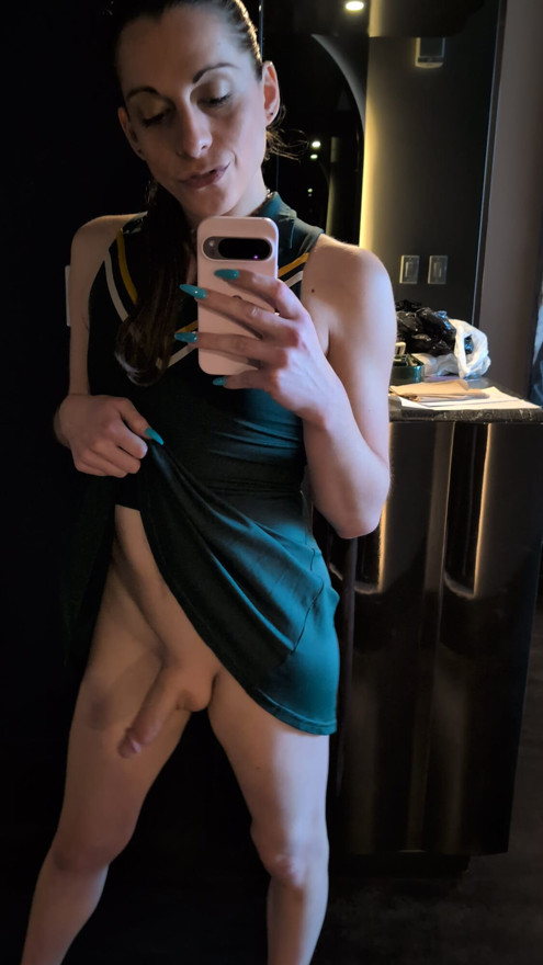 Cute fem has a big surprise under her skirt