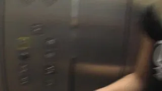 Blonde pees in lift