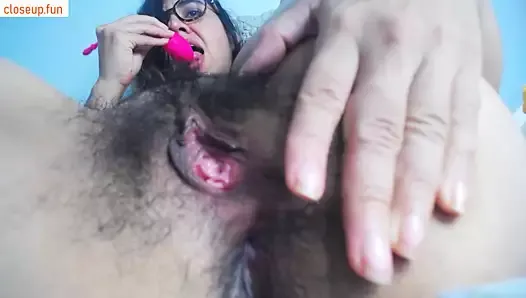 Masturbation hairy hole closeup