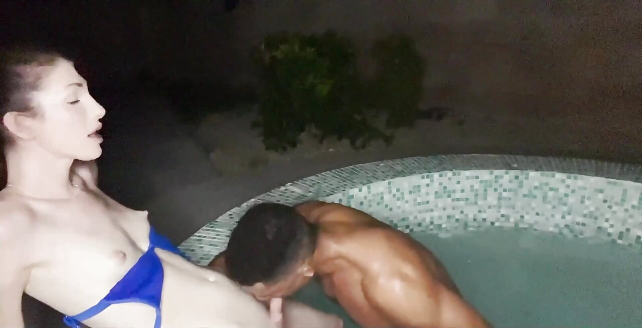 Petite Trans Hottie Ava Holt Fucked Deep & Hard in Hot Tub