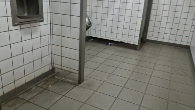 Public restroom on german national road with pee and public cum in the wc