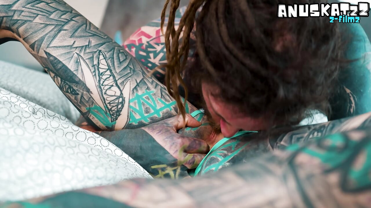 ANAL loving hippie gets fucked and cum covered by tattooed guy with big cock