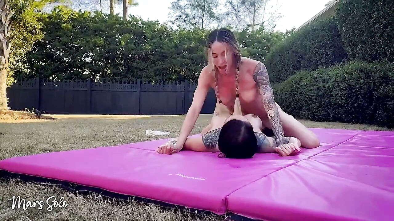 Oil Sex Wrestling with Strap on Punishment Round - Mars Solo & Parker Skyes Get Naked and Oiled up and Compete with Scissorholds