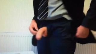 Suited step dad wank and cum