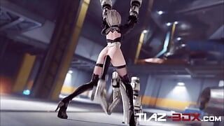 2B Held in a Fucking Machine With a Massive Dildo