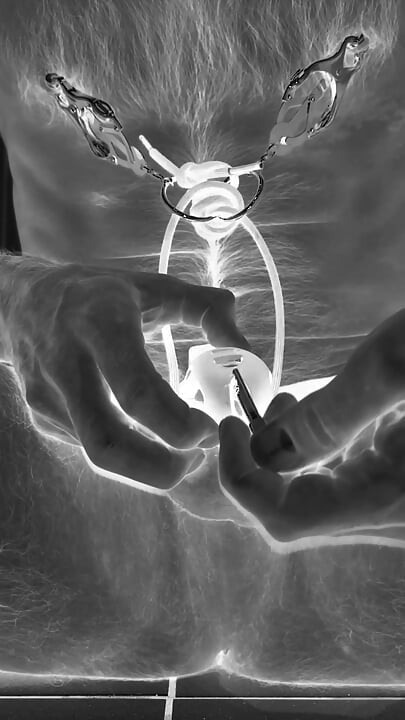 Multiple ruined orgasms in chastity cage with 30cm long penis plug