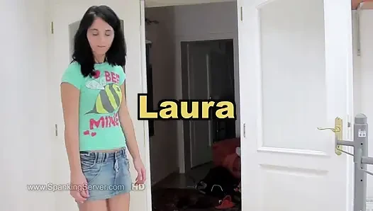 Laura, brunette teen ass whip