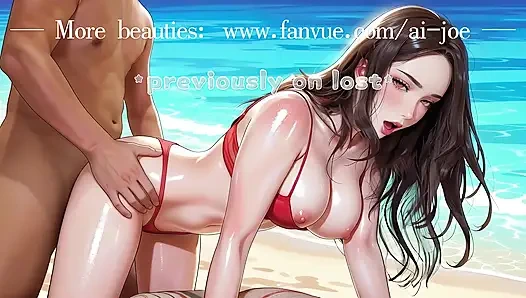 Красивая женщина в корейском стиле, корейская красотка, на красивой приморской моторной лодке! Новый стиль, Эпизод Два ИИ сгенерирован