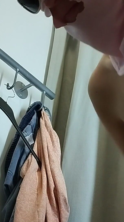 Sexy wife tries on clothes naked in the fitting room. | Clip 1