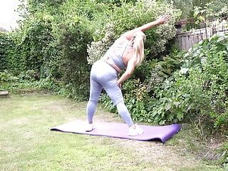 Auntjudys - Busty Blonde MILF Eva May - Hot Outdoor Yoga Workout