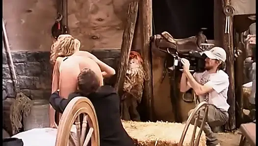 Hot porn stars in action during filming indoors