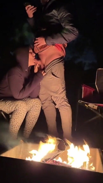 Wife caught masturbating in public restroom, then fucked by the campfire | Clip 2