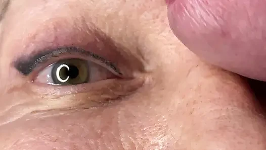 Milf extremely close up cumshot on eye orgasm