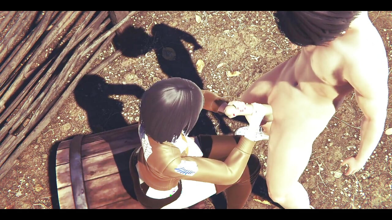 Hentai Titans - Mikasa melakukan handjob dengan pancutan mani di mukanya dan menggunakan dildo - manga Anime – Lucah Permainan Jepun Asia