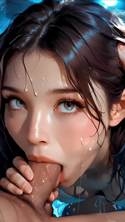 CUTE VERY SEXY WOMAN SUCKING COCK IN THE POOL GENERATED BY AI | Clip 1
