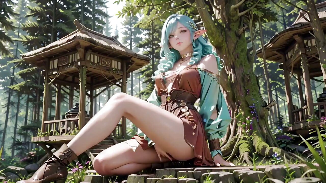 Лесная фантазия! Зеленоволосая Mage и синий эльф на приватной прогулке