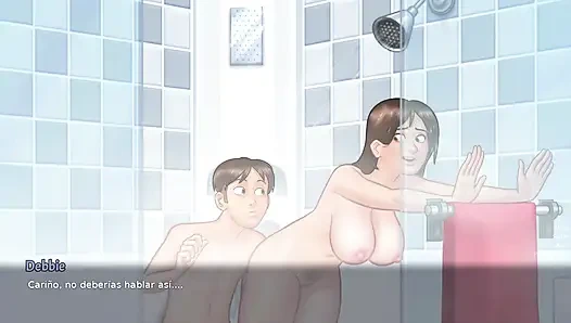 Stiefschwester und stiefmutter teilen den schwanz ihres mieters - Summertime saga