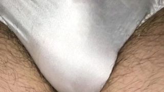 White silk panty piss