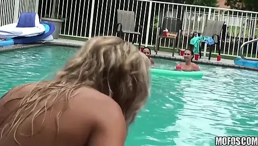 Real Slut Party - Sexy Sunni Mayweather & Bridgete Turn a Pool Party Into a Wild Hardcore 4some