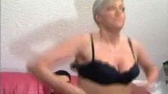 Grey Haired Granny in Stockings Fucks the Boy