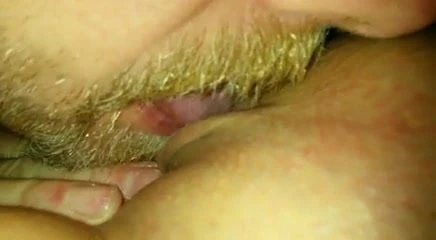nasse muschi wird geleckt