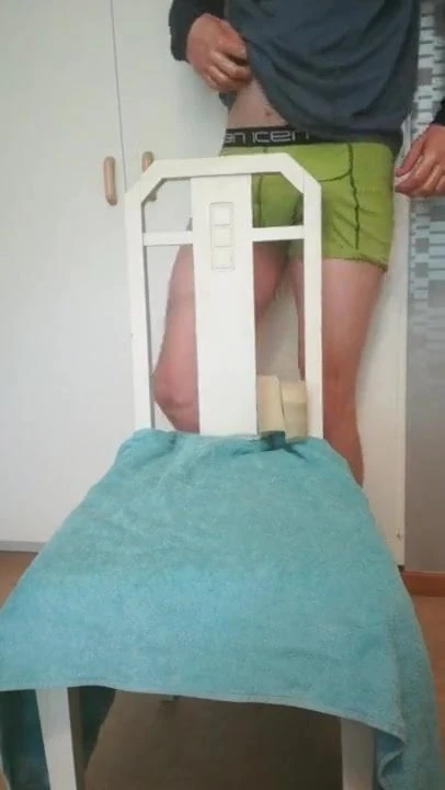 Masturbation with chair + big cumshot