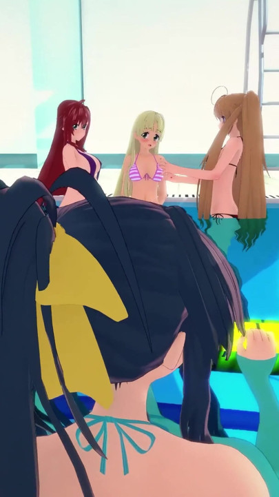 Rias & akeno lagi asik seks threesome sambil nelpon dan akeno ngentot di kolam renang umum - dxd ntr serial madness | Klip 1