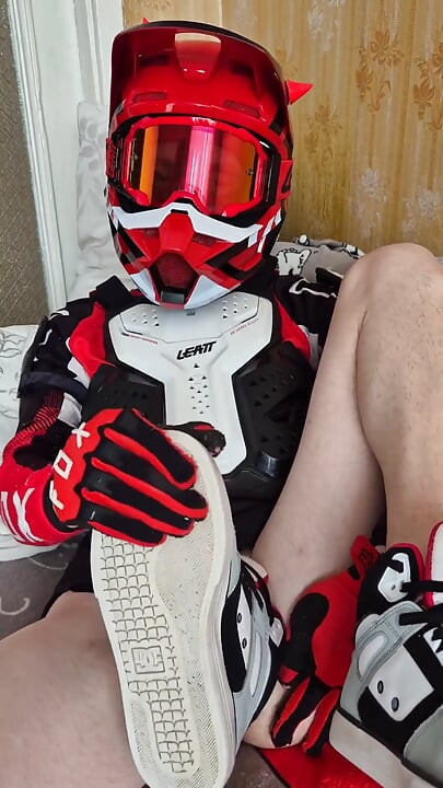 In Biker Gear, He Brought to Orgasm