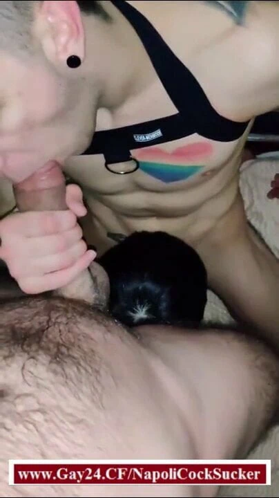 Italian threesome dick sucking