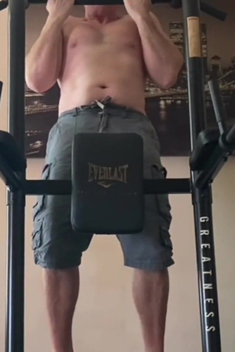 Fit Old Man Masturbating After Workout