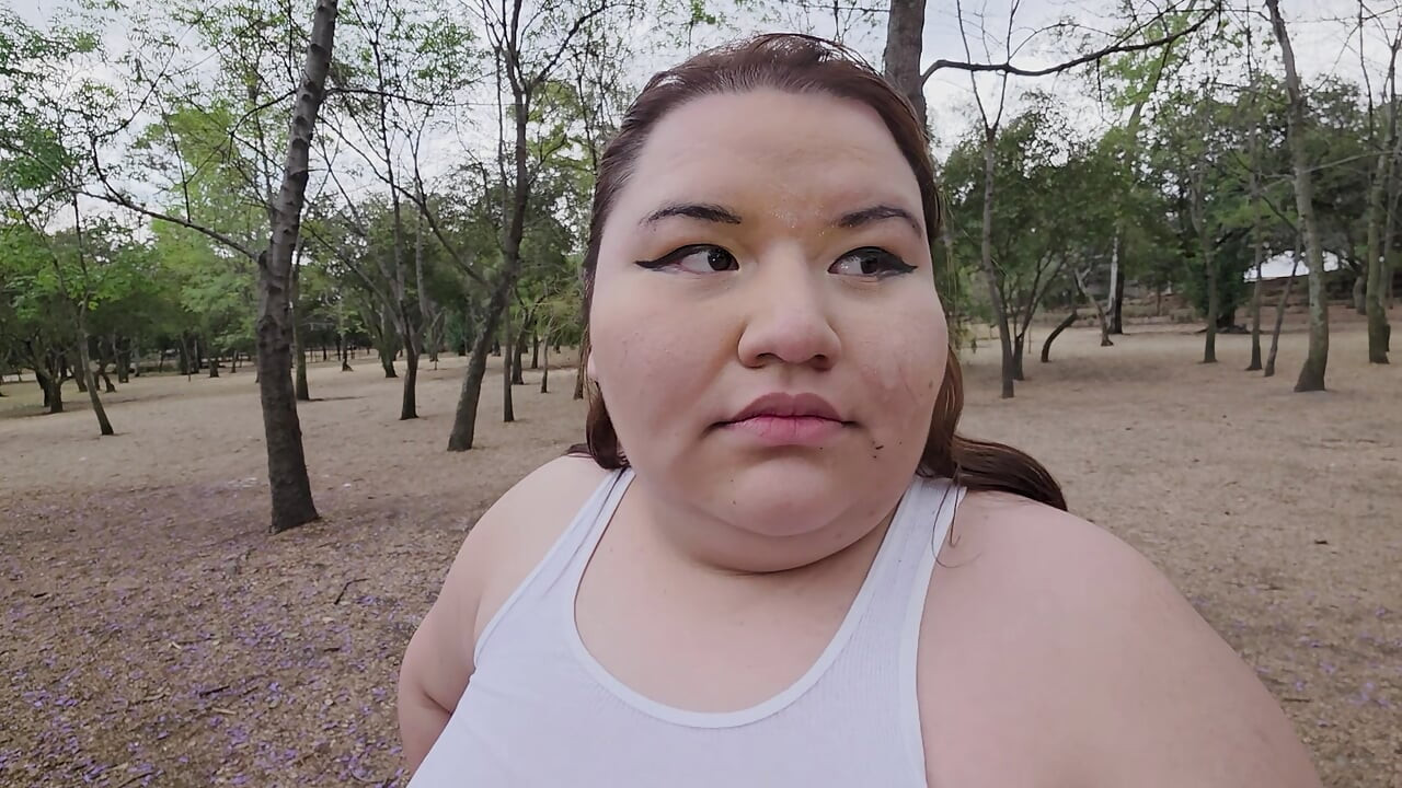 (censored - cut - No People Around) I love walking around in public with cum on my face and showing off my huge ass
