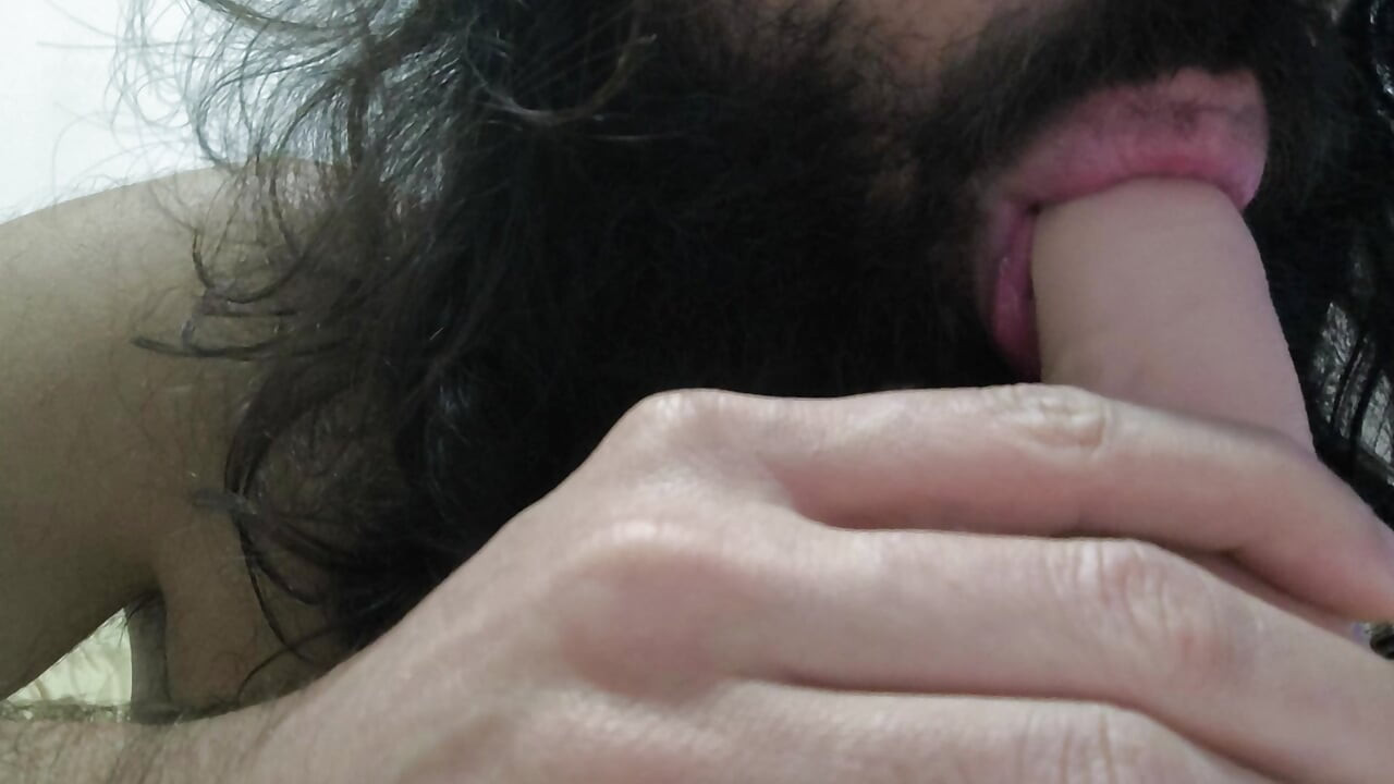 Hairy blowjob with loud moaning, hard cock, anal masturbation (Use Earphone)