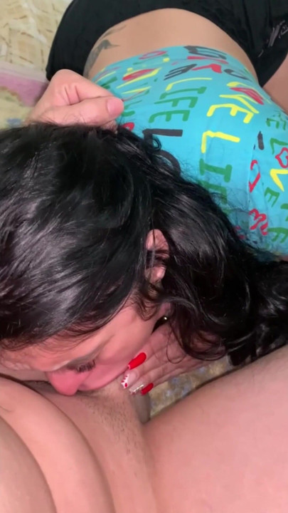 The Neighbor Goes to Work and His Hotwife Comes to My House to Lick My Cock