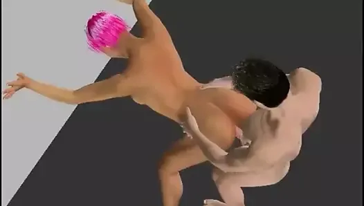 Stripper de anime 3d en bragas rosas apretadas