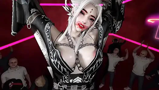 3 boyutlu azgın sürtük kostümlü striptizci çok sert sikiliyor