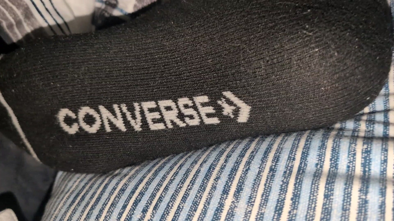 Showing My Sweaty Socked Foot In My Bed