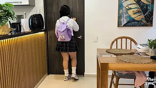 Latina student with big ass thought they were only going to watch TV