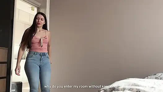 Big Ass Step Sister Sharing Bed Without Panties With Me and Crosses the Line