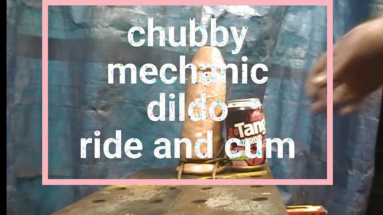 chubby mechanic rides dildo and wank cum