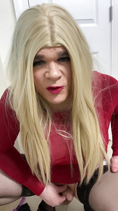 Shemale amateur stands up and shows off talking dirty  and showing off clit cock and ass