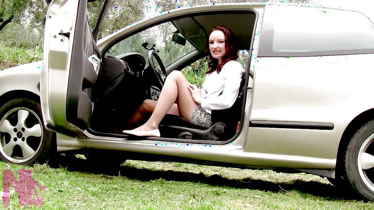 Revving in Cream Flats and Nude Pantyhose