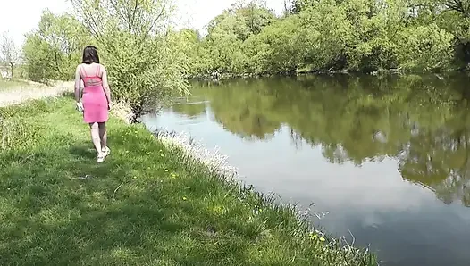 Great spring mood from the beautiful sweet and sexy teenager girl Assol. Music video Public In public Publicly Outdoors Outside